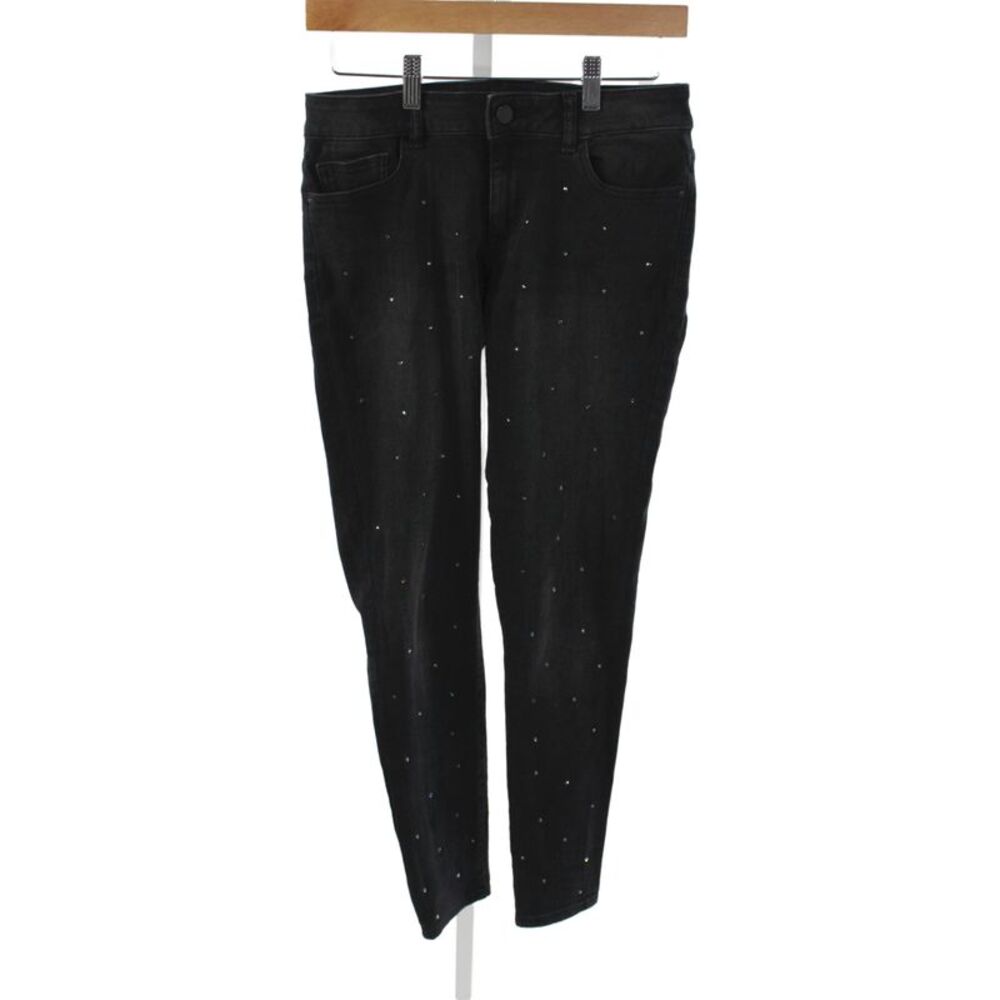 DL 1961 Women Skinny Black Sparkly Jeans Button Mid Rise Size 27